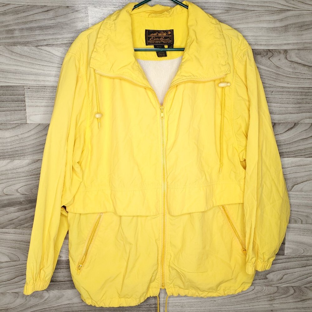 Vintage Eddie Bauer USA Women's Windbreaker Jacket Yellow Zip Large